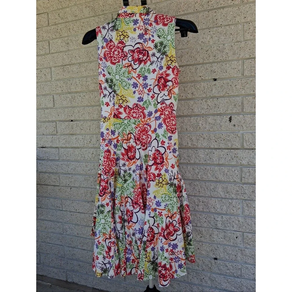 Talbots Dress Floral Collared Sleeveless Belted Summer Size 6 - Picture 5 of 10